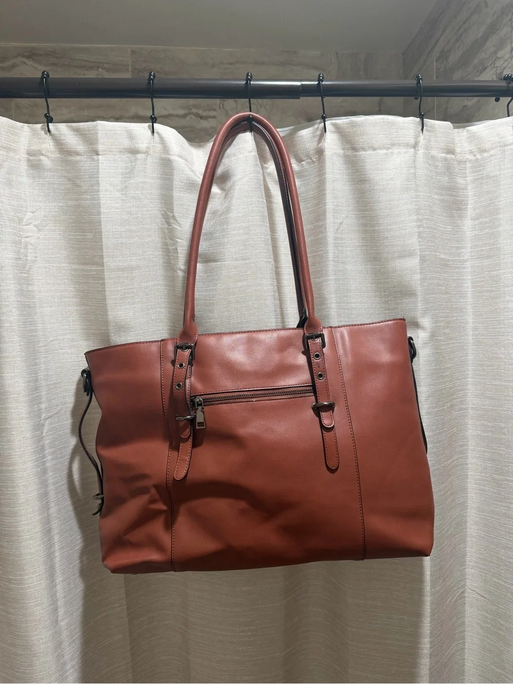 Mosiso Women's Leather Tote Bag in Cognac
